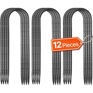VEVOR Rebar Stakes, 12-Inch, Heavy-Duty 0.32 in Diameter U Shape, Galvanized Steel Ground Anchors with Chisel Point End & Rust-Resistant Coating, for Gardening Support, Fence, Camping Tents (8-Pack)(U Shape)