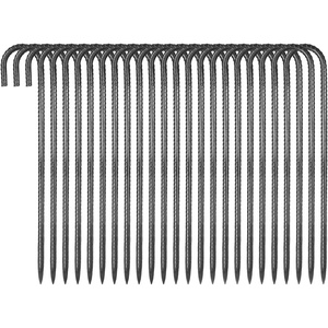 VEVOR Rebar Stakes, 16-Inch, Heavy-Duty 0.4 in Diameter J Hook, Galvanized Steel Ground Anchors with Chisel Point End & Rust-Resistant Coating, for Gardening Support, Fence, Camping Tents (16-Pack)(24-Pack)
