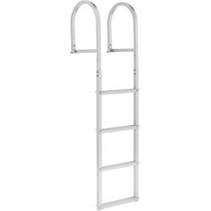VEVOR Removable Dock Ladder 3 Steps, 500lbs Load Capacity, Aluminum Swim Ladders, Pontoon Boat Ladder with Rubber Mat for Lake, Marine Boarding, Pool(Straight-4 Step)
