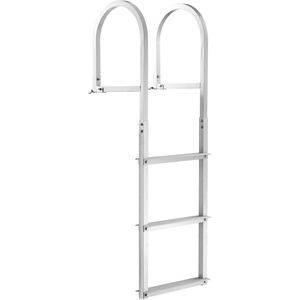 VEVOR Removable Dock Ladder 3 Steps, 500lbs Load Capacity, Aluminum Swim Ladders, Pontoon Boat Ladder with Rubber Mat for Lake, Marine Boarding, Pool(Straight-3 Step)