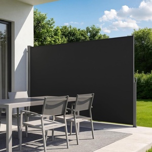 VEVOR Retractable Side Awning, 71″ x 236″ Patio Retractable Side Screen with 180 g/m² Polyester Fabric, Waterproof Sunshade Outdoor Privacy Screen Room Divider for Garden, Balcony, Pools, Deck, Beige(Black)