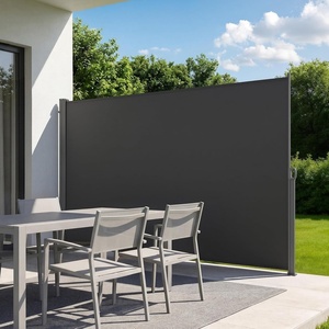 VEVOR Retractable Side Awning, 71″ x 236″ Patio Retractable Side Screen with 180 g/m² Polyester Fabric, Waterproof Sunshade Outdoor Privacy Screen Room Divider for Garden, Balcony, Pools, Deck, Beige(Gray)