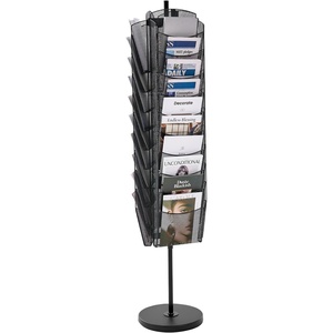 VEVOR Rotating Brochure Display Rack, 30 Pockets Mesh Magazine Literature Display Stand, Portable Floor Standing Magazine Rack, Metal Newspaper Catalog Holders for Shop Exhibitions Office Trade Show(with wheels)