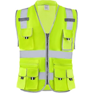 VEVOR Safety Vest, with Reflective Strips, Hi Vis Work Construction Vest with Pockets and Walkie-Talkie Clip, for Men & Woman