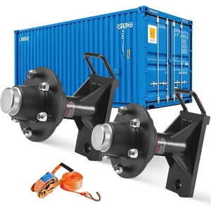 VEVOR Shipping Container Wheels 6-Lug Wheels Kit, Heavy Duty Shipping Container Axle with Ratchet Tie Down-Moves 20 ft – 40 ft, Secure Transport for Dock, Warehouse, Construction Site, Black(6-Lug)