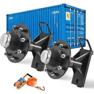 VEVOR Shipping Container Wheels 6-Lug Wheels Kit, Heavy Duty Shipping Container Axle with Ratchet Tie Down-Moves 20 ft – 40 ft, Secure Transport for Dock, Warehouse, Construction Site, Black(8-Lug)