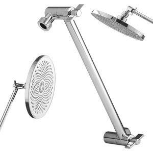 VEVOR Shower Head Extension Arm, 16 inches, Brass Shower Arm Extender with Flexible Adjustable Angle Height, Chrome Finish, G1/2 Universal Thread Connector Compatible, for Rain & Handheld Showerhead(11”)