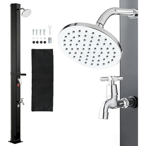 VEVOR Solar Shower, 10.6 Gal, 6.7FT Showerhead Height Outdoor Shower, Black, with Handheld & Foot Faucet, Hot & Cold Water Adjustment, Freestanding for Backyard Poolside Beach Pool