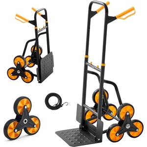VEVOR Stair Climbing Cart, 770 lbs Stair-Climbing Capacity, Heavy-Duty Folding Trolley Cart with Telescoping Handle, 6 Wheels and 2 Bungee Cords, Stair Climber Dolly for Home, Groceries, Warehouse