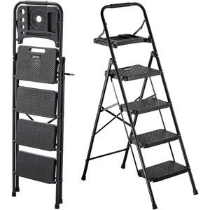 VEVOR Step Stool 1-Step 330lbs Capacity, 3 Adjustable Height with Handle Steel Step Ladder, Portable Toddler Step Stools for Adults, Non-Slip Sturdy Step Ladders for Office, RVs, Pets(18.3 x 35.8 x 57 in(Expanded))