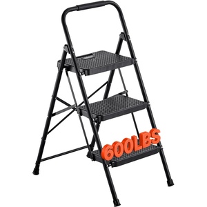 VEVOR Step Stool 1-Step 330lbs Capacity, 3 Adjustable Height with Handle Steel Step Ladder, Portable Toddler Step Stools for Adults, Non-Slip Sturdy Step Ladders for Office, RVs, Pets(18.3 x 28.7 x 40.7 in(Expanded))