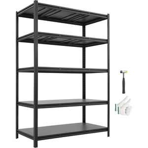 VEVOR Storage Shelves, 2000 lbs, 5 Tier Garage Storage Shelving, 16″ D x 32″ W x 62.8″ H Adjustable Metal Shelves for Garage Shelves Utility Rack Shelf, Ideal for Kitchen, Warehouse, Basement, Black(24.53″ D x 48.43″ W x 71.38″ H)
