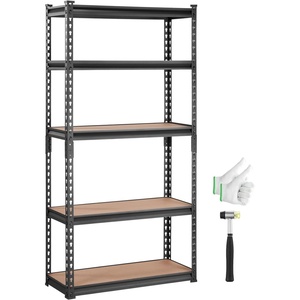 VEVOR Storage Shelves, 2000 lbs, 5 Tier Garage Storage Shelving, 16″ D x 32″ W x 62.8″ H Adjustable Metal Shelves for Garage Shelves Utility Rack Shelf, Ideal for Kitchen, Warehouse, Basement, Black(12″D x 30″W x 60″H)