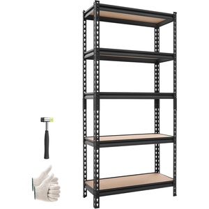VEVOR Storage Shelves, 2000 lbs, 5 Tier Garage Storage Shelving, 16″ D x 32″ W x 62.8″ H Adjustable Metal Shelves for Garage Shelves Utility Rack Shelf, Ideal for Kitchen, Warehouse, Basement, Black(12″ D x 28″ W x 60″ H)