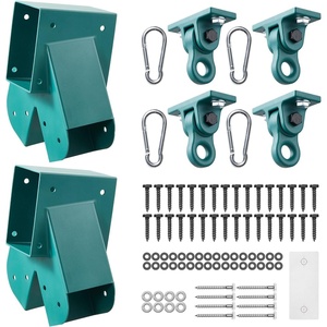 VEVOR Swing Set Brackets, Heavy-Duty A-Frame Set Hardware, with 2 A-Frame Swing Brackets & 4 Hangers, Sturdy for Playground Backyard Park Equipment Mounting Parts Outdoor, Hardware Included, Green