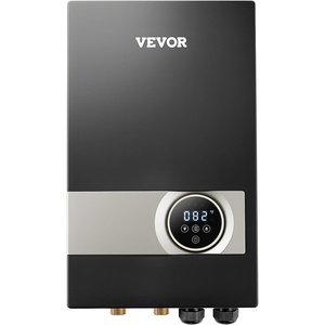 VEVOR Tankless Water Heater Electric, 8KW 240V Black Instant Water Heater, LCD Touch Screen, Digital Temperature Display, Child Security Lock, On Demand for Bathroom, Kitchen, Shower, Mall, Salon(27KW)
