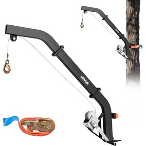 VEVOR Tree Mounted Deer Hoist, 353 lbs Load Capacity, Hunting Game Hoist Winch Lift with Ratchet Strap, Heavy Duty Deer Hanger for Skinning, Cleaning, Hanging Feed, and Field Dressing, Black(353 lbs)