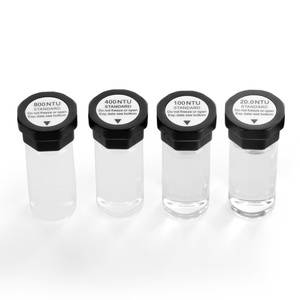VEVOR Turbidity Meter, 0–1000 NTU Measuring Range, ISO 7027 Compliant, Portable Red Light Turbidimeter, Quick Reading, with Calibration Solutions, Sample Vials, and Carry Case, for Field and Plant(4Pcs(Red))