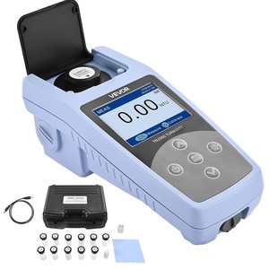 VEVOR Turbidity Meter, 0–1000 NTU Measuring Range, ISO 7027 Compliant, Portable Red Light Turbidimeter, Quick Reading, with Calibration Solutions, Sample Vials, and Carry Case, for Field and Plant(0–1000 NTU(White))