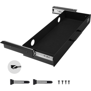 VEVOR Under Desk Drawer Slide Out, 33inch Under Desk Mounted Pull-out Drawer Attachment, Hidden Under Counter Drawers for office Home Sit Stand Workstation, Black(22inch)