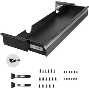 VEVOR Under Desk Drawer Slide Out, 33inch Under Desk Mounted Pull-out Drawer Attachment, Hidden Under Counter Drawers for office Home Sit Stand Workstation, Black(33inch)