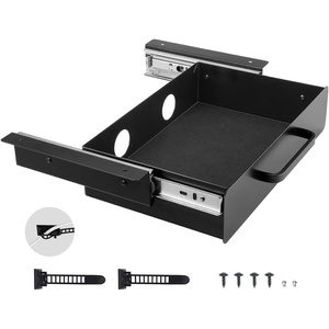 VEVOR Under Desk Drawer Slide Out, 33inch Under Desk Mounted Pull-out Drawer Attachment, Hidden Under Counter Drawers for office Home Sit Stand Workstation, Black(13inch)