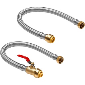 VEVOR Water Heater Kit, Push-Fit Valve Flexible Water Heater Connector with 3/4″ FIP x 3/4″ PTC Ball Valve, Stainless Steel Braided Waters Heaters Supply Line for Bathroom, Kitchen, Laundry Room