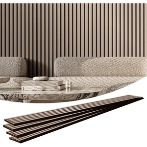 VEVOR Wood Slat Acoustic Panels, 7.9 x 94.5 in, 4-Piece MDF Accent Wooden Wall Panels, Faux Wood Wall Board Panels for Modern Interior Decor and Noise Reduction, Black Oak(Silver Wood)
