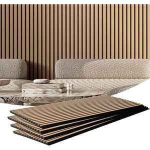 VEVOR Wood Slat Acoustic Panels, 7.9 x 94.5 in, 4-Piece MDF Accent Wooden Wall Panels, Faux Wood Wall Board Panels for Modern Interior Decor and Noise Reduction, Black Oak(Light Oak)