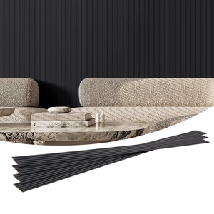 VEVOR Wood Slat Acoustic Panels, 8 PCS 96 x 6 inch, WPC Accent Wooden Wall Panels for Modern Interior Wall, for Stylish Decor and Noise Reduction, Ash Wood(Matte Black)