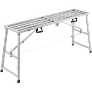 VEVOR Work Platform, 55″x 15″ Portable Scaffolding Platform, Folding Steel Step Ladder Adjustable Height 27.5”-45.3”, 800 lbs Load Capacity, Non-Slip Drywall Painting Stool for Cleaning &Washing(63″x 15″)
