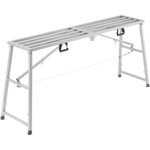 VEVOR Work Platform, 55″x 15″ Portable Scaffolding Platform, Folding Steel Step Ladder Adjustable Height 27.5”-45.3”, 800 lbs Load Capacity, Non-Slip Drywall Painting Stool for Cleaning &Washing(71″x 15″)
