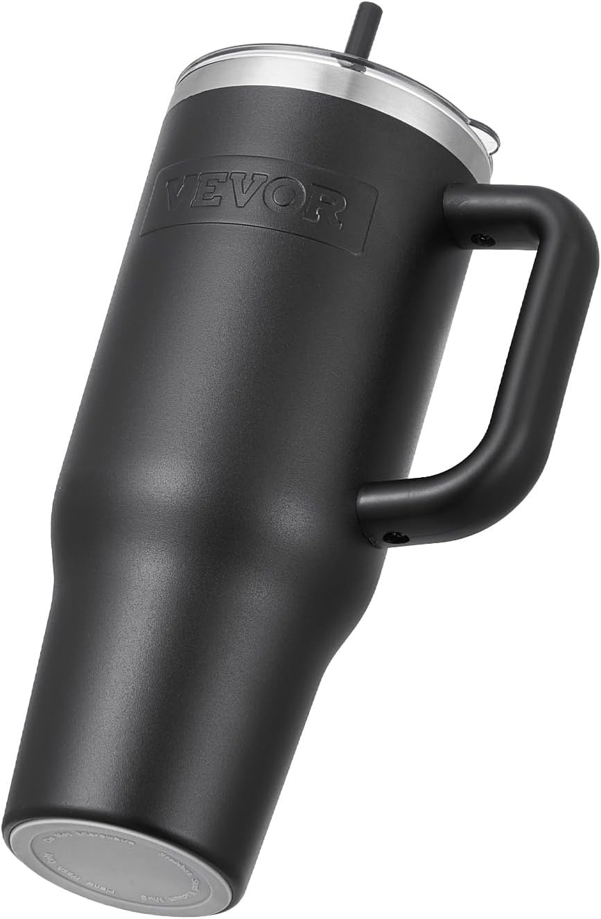 image:imageVEVOR 40 oz Insulated Water Bottle Stainless Steel Sports Coffee Cup with Lid Handheld Travel Coffee Mug Double Walled Camping Hydration Flask Leakproof for IndoorOutdoor School Work BlueBlack