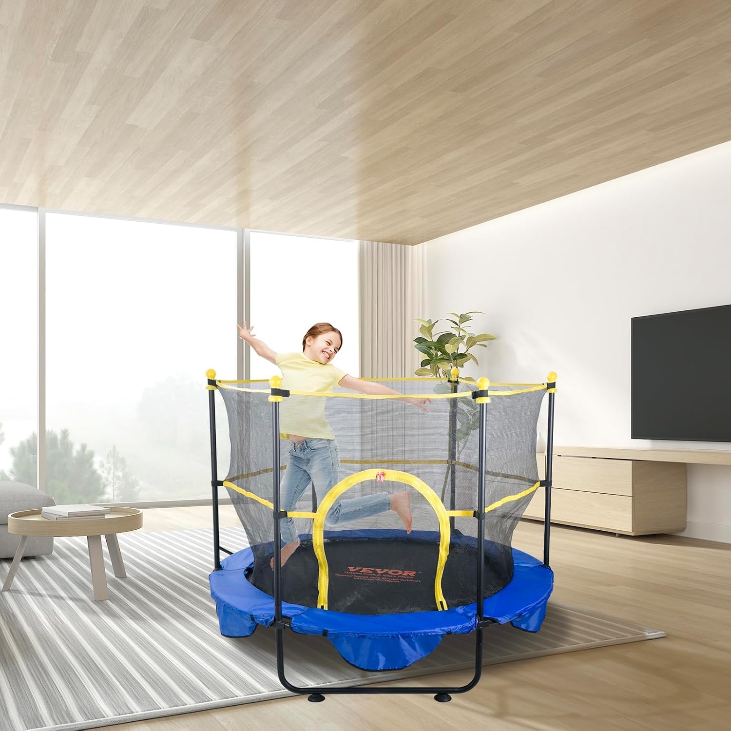 image:imageVEVOR 5FT Trampoline 505556  35 for IndoorOutdoor use for Toddlers Foldable Mini Baby with Foam Handle Recreational Birthday GiftMultiColor