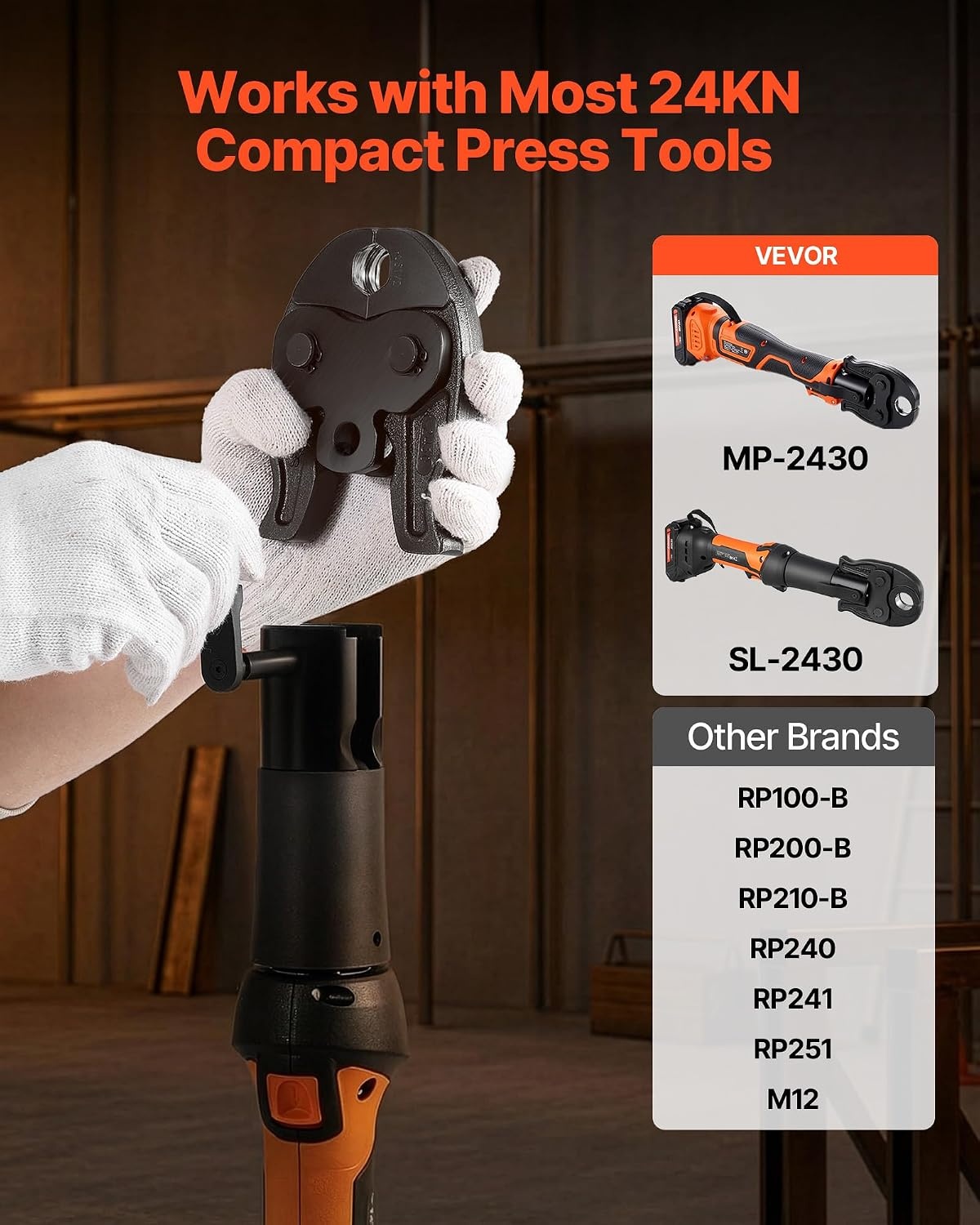 image:imageVEVOR 7PCS Pressing Jaws 14 to 118 Compatible with RLS Copper Pipes Work with 32KN Standard Press Tools for High Pressure HVACR Applications with Case24KNPress 12341inch