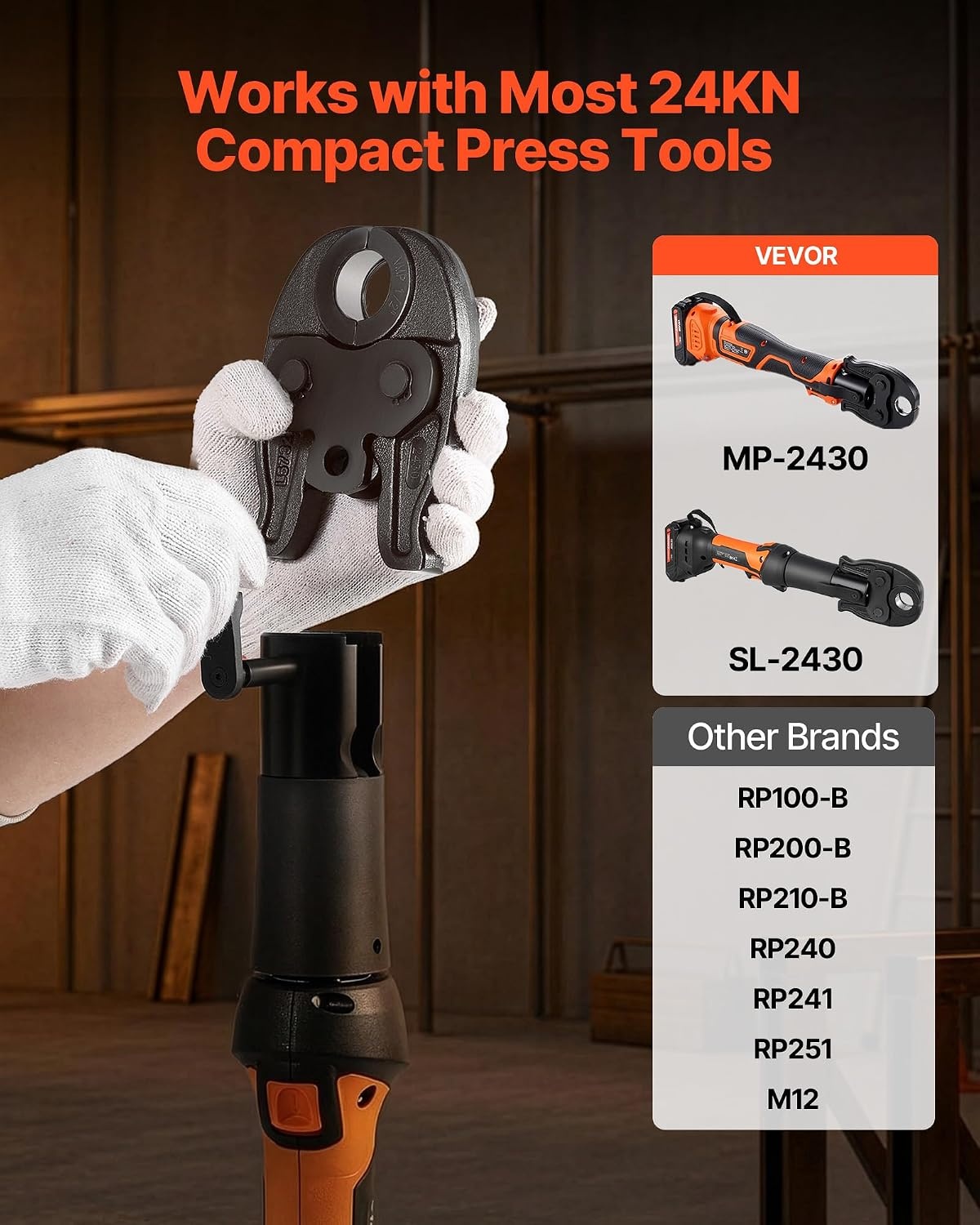image:imageVEVOR 7PCS Pressing Jaws 14 to 118 Compatible with RLS Copper Pipes Work with 32KN Standard Press Tools for High Pressure HVACR Applications with Case24KNVMP 12inch