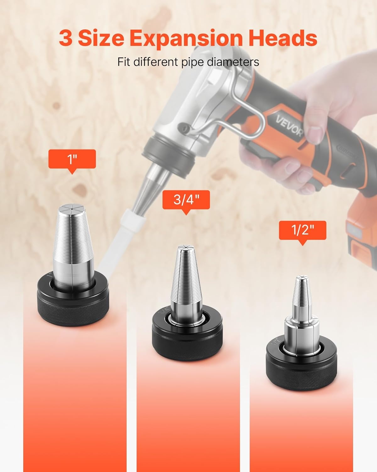 image:imageVEVOR Cordless Tube Expander 20V Max Electric Tubing Expansion Tool for 12 34 1 PEXA Pipes 22000RPM Pipe Expander with 3 Expanding Head 2pcs 2AH Battery Fast Charger amp Carrying Case 22000RPM Electric Tubing Expansion Tool with 3 Expanding Head 2pcs 2AH Battery Fast Charger amp Carrying Case