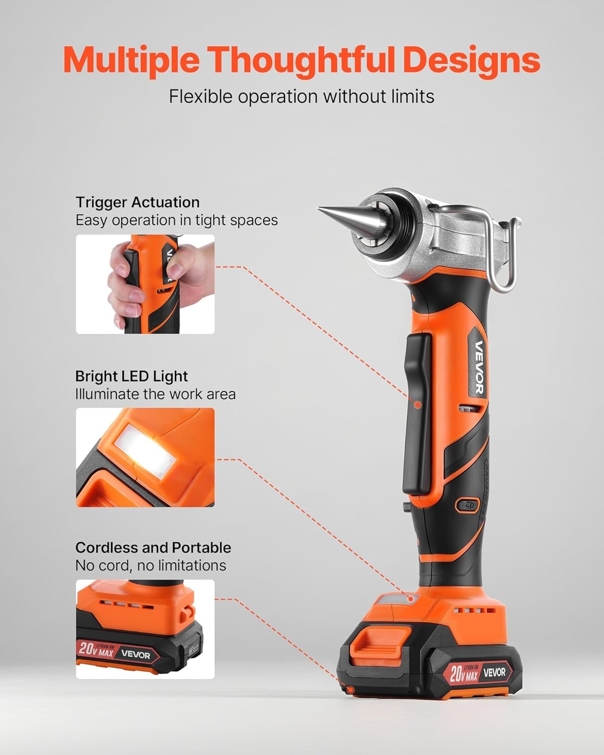 image:imageVEVOR Cordless Tube Expander 20V Max Electric Tubing Expansion Tool for 12 34 1 PEXA Pipes 22000RPM Pipe Expander with 3 Expanding Head 2pcs 2AH Battery Fast Charger amp Carrying Case 22000RPM Electric Tubing Expansion Tool with 3 Expanding Head 2pcs 2AH Battery Fast Charger amp Carrying Case
