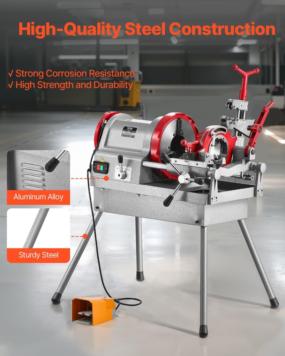 image:imageVEVOR Electric Pipe Threader Machine 750W 28RPM Threading Cutting Machine 12 to 2 inch Pipes Threading Cutter Tool with Foot Pedal for Plumbing Automotive Repairs Metalworking