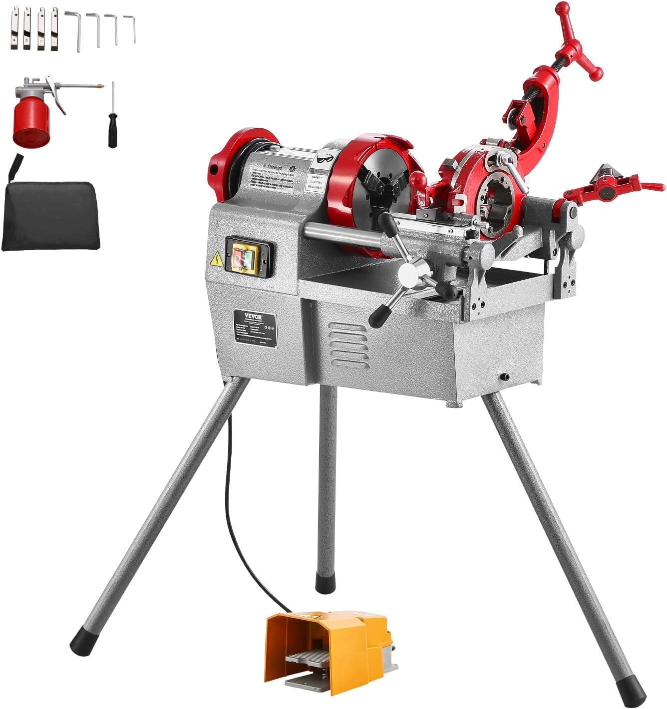 image:imageVEVOR Electric Pipe Threader Machine 750W 28RPM Threading Cutting Machine 12 to 2 inch Pipes Threading Cutter Tool with Foot Pedal for Plumbing Automotive Repairs Metalworking