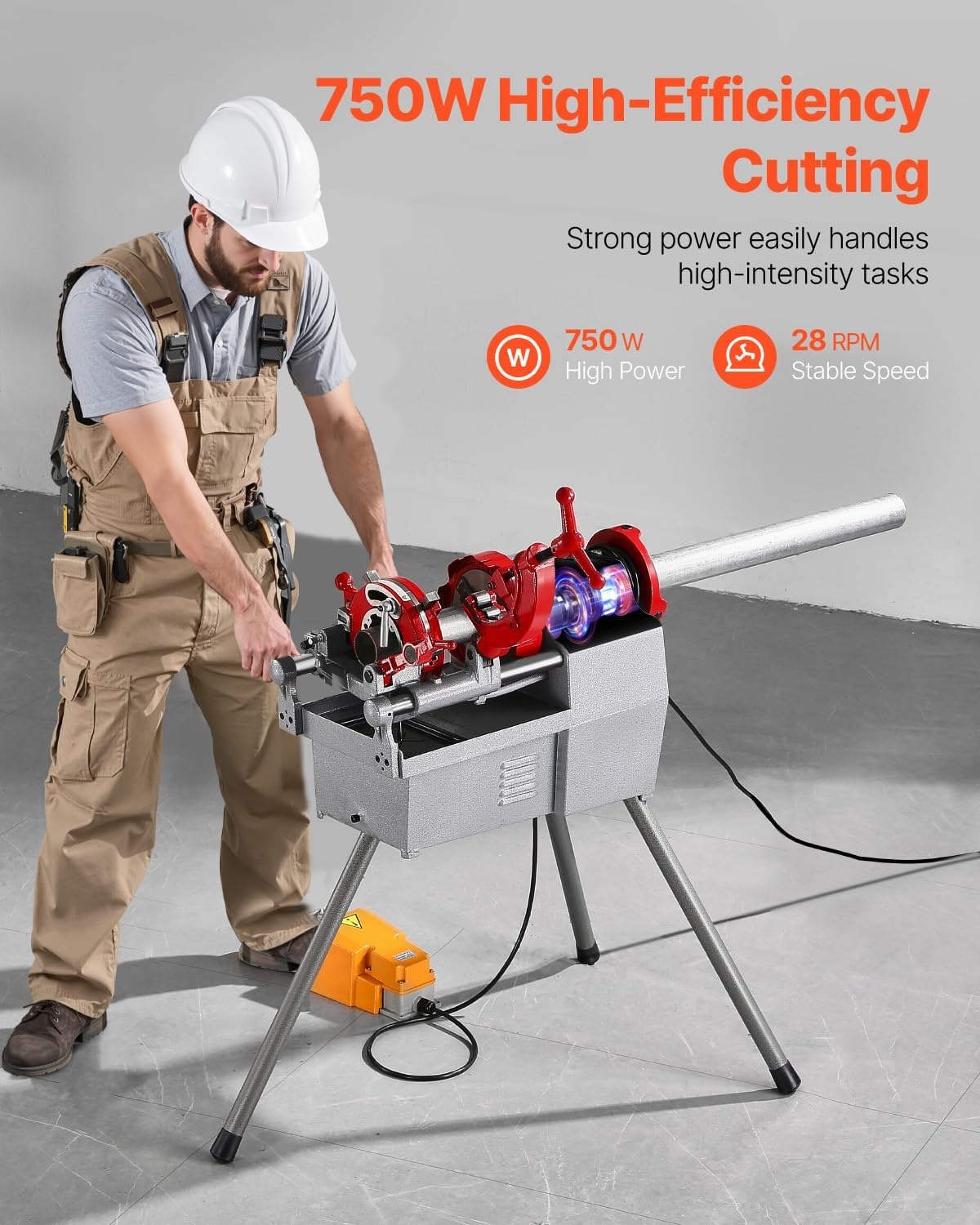 image:imageVEVOR Electric Pipe Threader Machine 750W 28RPM Threading Cutting Machine 12 to 2 inch Pipes Threading Cutter Tool with Foot Pedal for Plumbing Automotive Repairs Metalworking