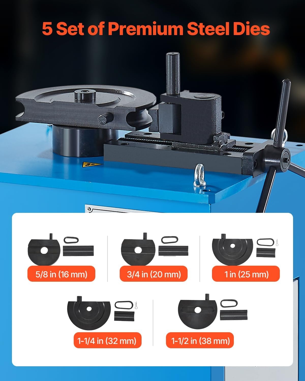 image:imageVEVOR Electric Tube Bending Machine 15 KW Electric Tube Bender for 58 to 112 inch Pipes Pipe Bender Machine with 5 Set Dies Manual amp Auto Modes and 180 Max Bending Angle 220V 60Hz 3Phase