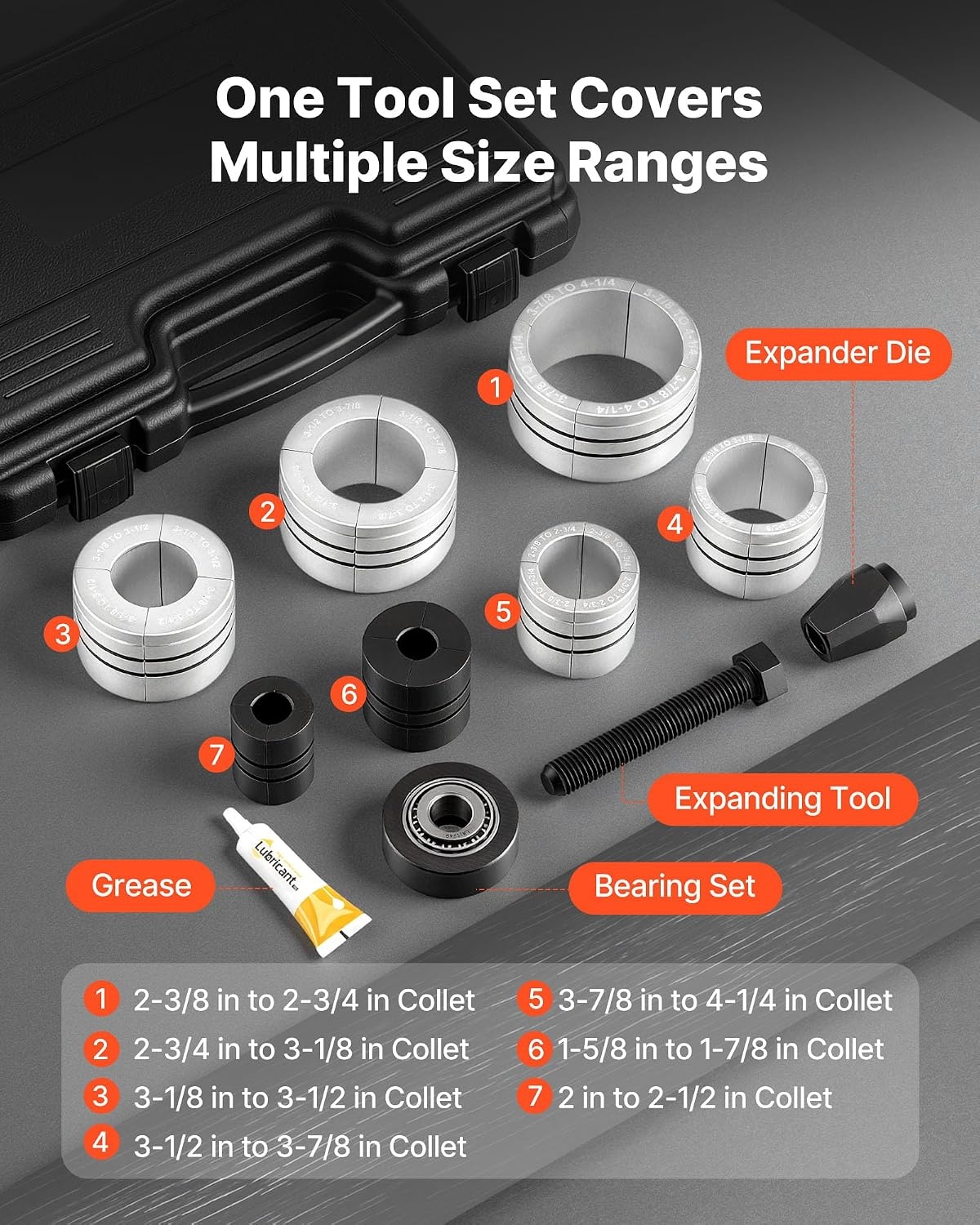 image:imageVEVOR Exhaust Pipe Expander Tool Kit 158 to 414 Exhaust Pipe Stretcher Muffler Pipes Spreader with 7 HeavyDuty Collects amp Storage Case Automotive Car Tool Kit for Tailpipes Tubes