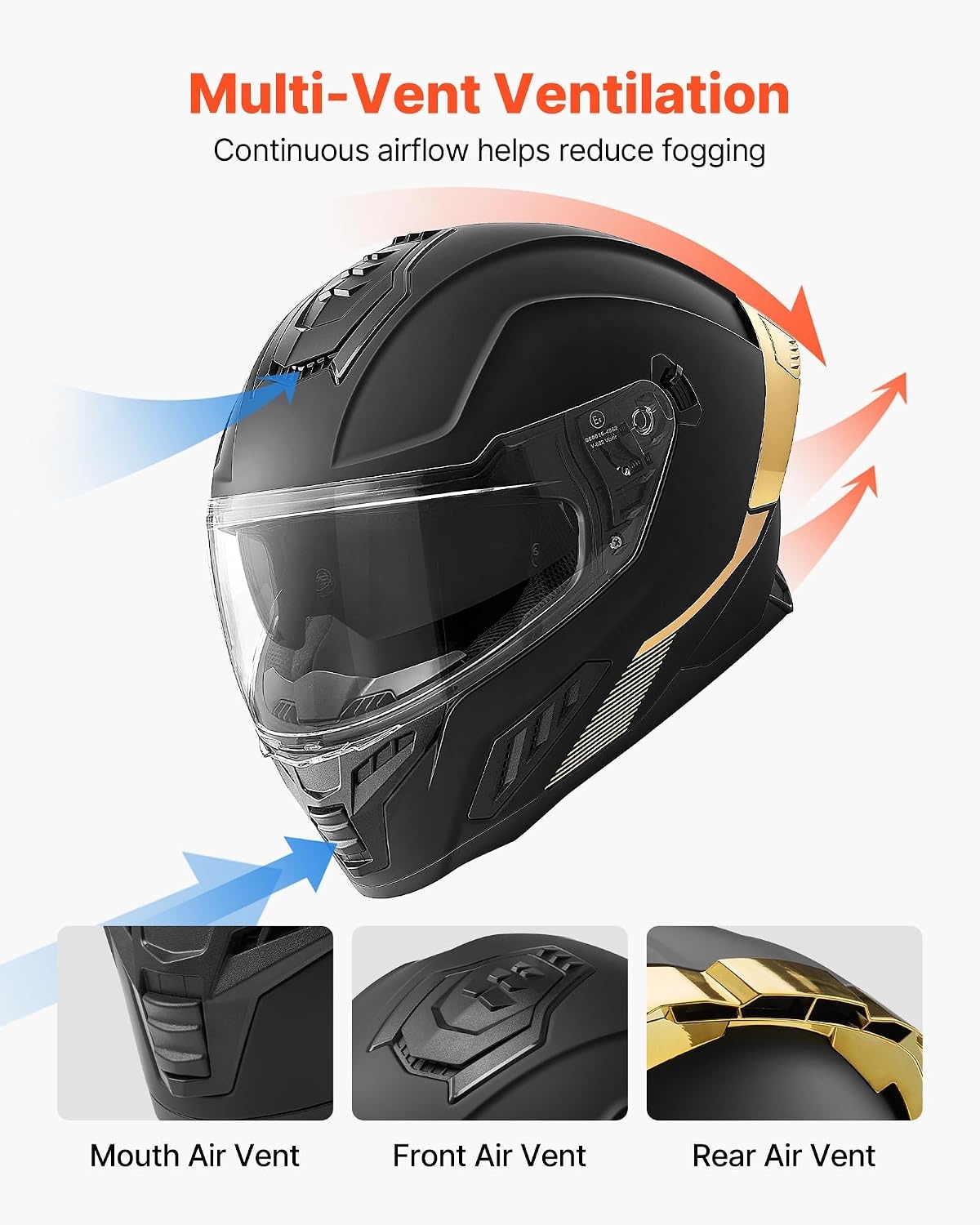 image:imageVEVOR Full Face Motorcycle Helmet DOT Approved Dual Visor amp Interchangeable Lens Smart Street ABS Helmet Comfortable Motocross Helmet Fit for Youth amp AdultsMulticolor