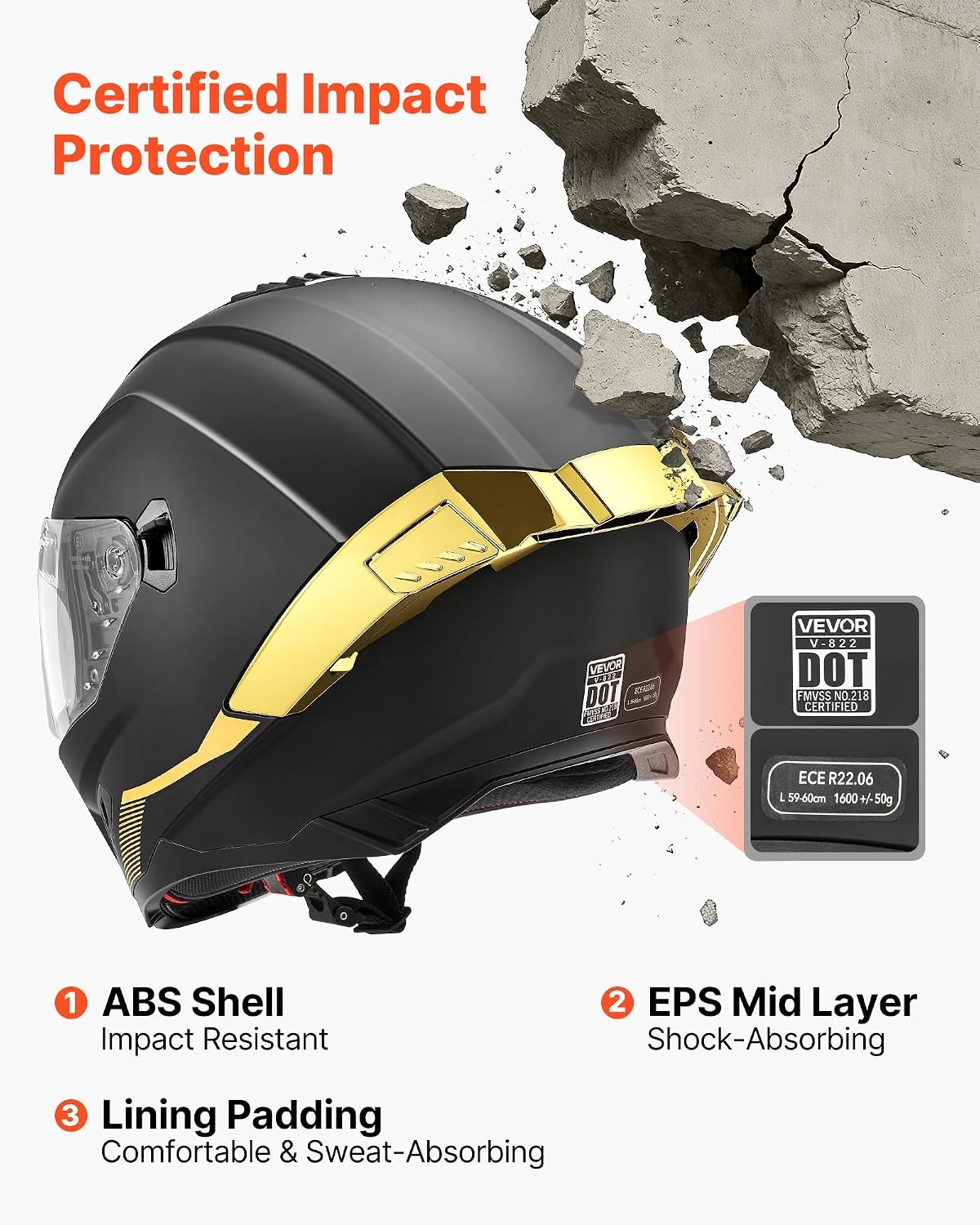 image:imageVEVOR Full Face Motorcycle Helmet DOT Approved Dual Visor amp Interchangeable Lens Smart Street ABS Helmet Comfortable Motocross Helmet Fit for Youth amp AdultsMulticolor