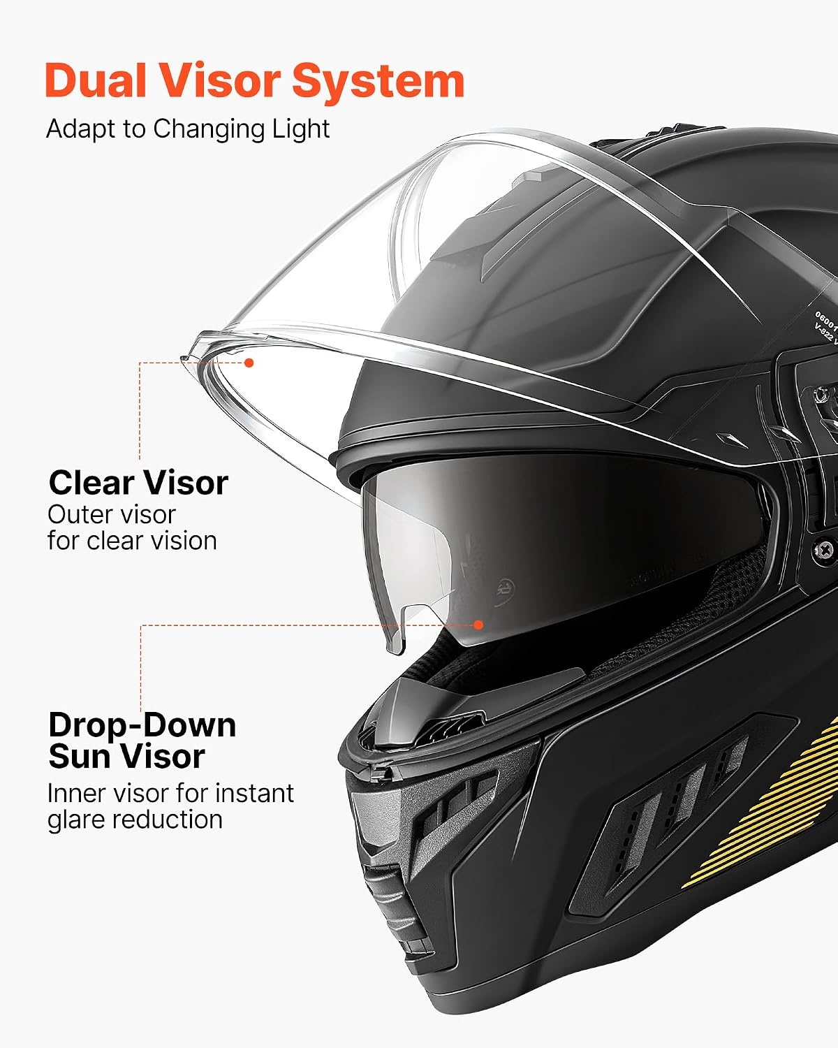 image:imageVEVOR Full Face Motorcycle Helmet DOT Approved Dual Visor amp Interchangeable Lens Smart Street ABS Helmet Comfortable Motocross Helmet Fit for Youth amp AdultsMulticolor