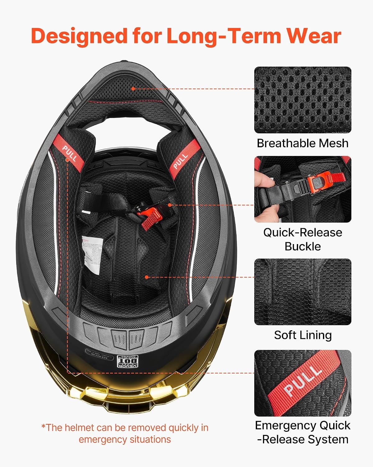 image:imageVEVOR Full Face Motorcycle Helmet DOT Approved Dual Visor amp Interchangeable Lens Smart Street ABS Helmet Comfortable Motocross Helmet Fit for Youth amp AdultsMulticolor