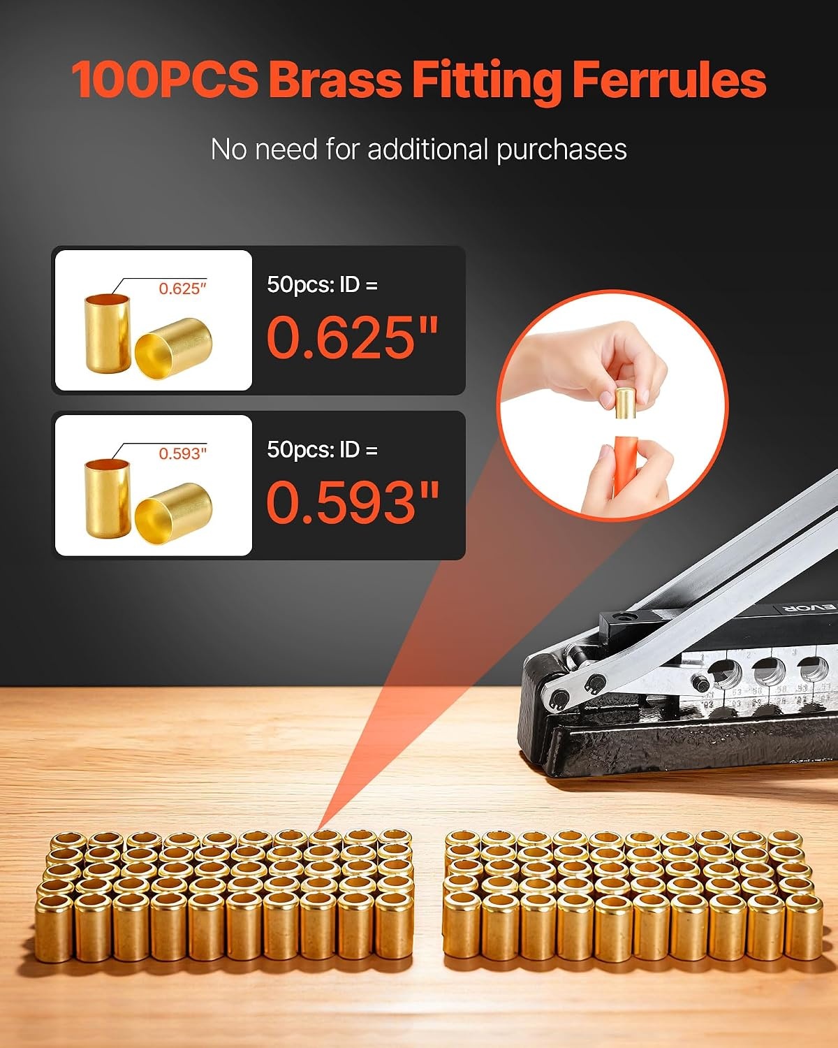 image:imageVEVOR Heavy Duty Hose Ferrule Crimping Tool Standard Bench Hose Crimper with 5 Die Holes amp 044063 Crimping Range for PVC Rubber Hoses Air Hoses Crimping Repair Kit Ferrules Not Included5 Dies Crimper w 100 Ferrules