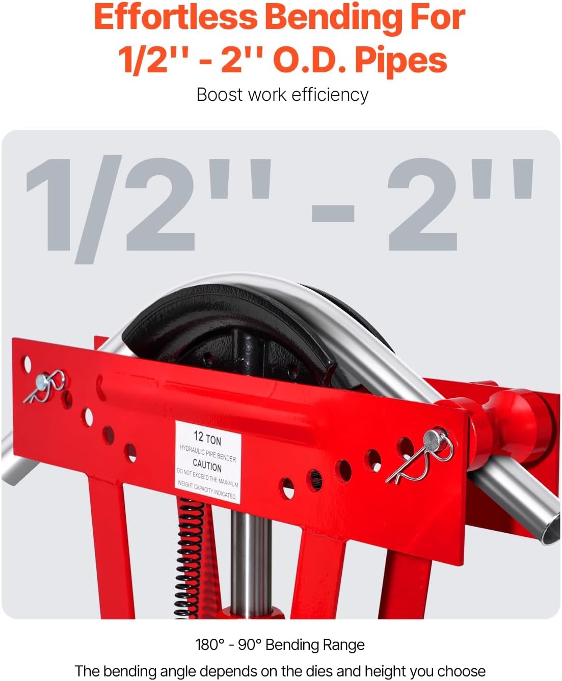 image:imageVEVOR Hydraulic Pipe Bender 12 Ton Manual Copper Exhaust Pipe Bending Machine with 6 Dies 12 2 and 90180 Adjustable Rollers HeavyDuty Pipe Tube Bender for Piping Railing Construction