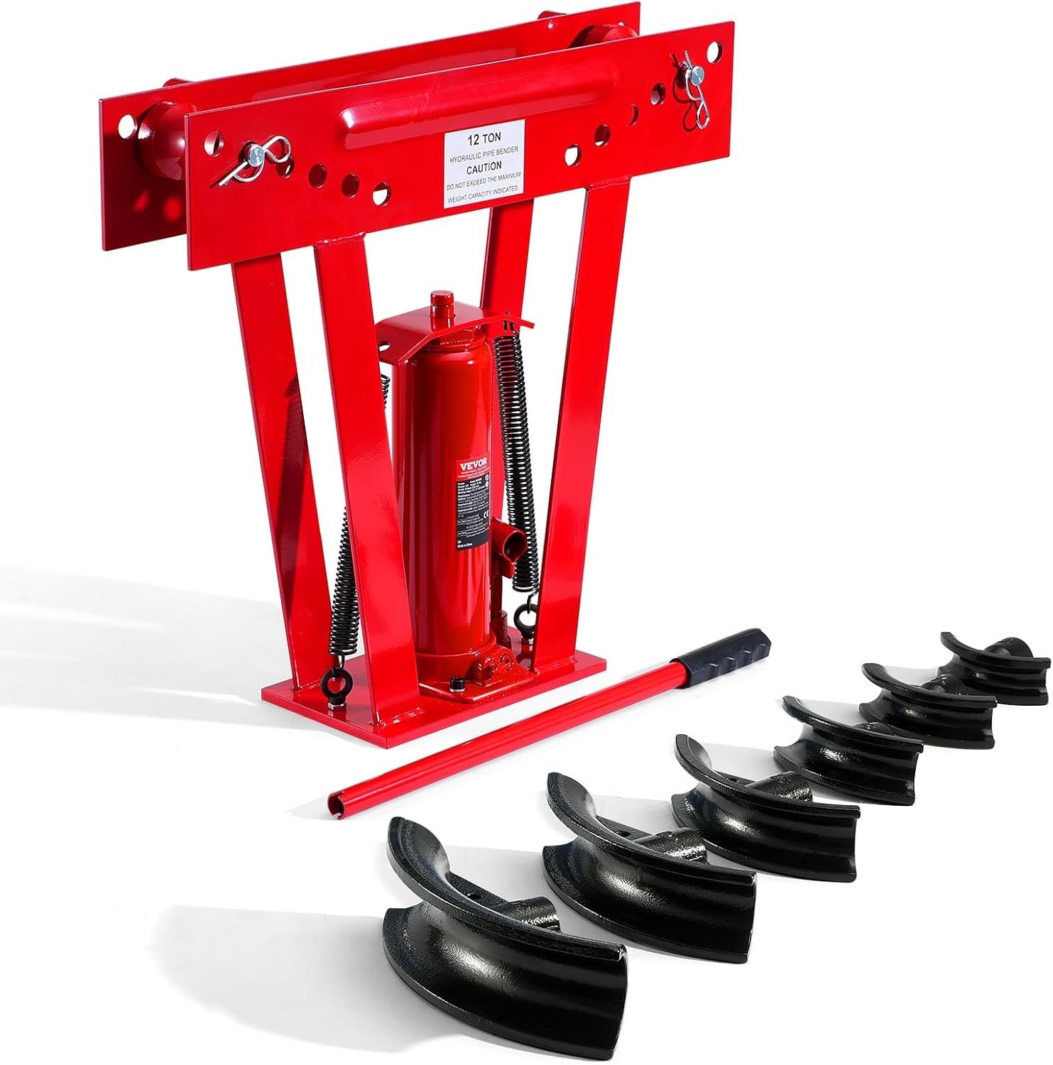 image:imageVEVOR Hydraulic Pipe Bender 12 Ton Manual Copper Exhaust Pipe Bending Machine with 6 Dies 12 2 and 90180 Adjustable Rollers HeavyDuty Pipe Tube Bender for Piping Railing Construction